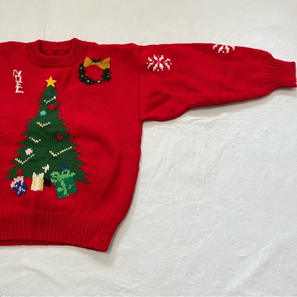 Vintage Ugly Christmas Sweater Santa’s Sleigh Reindeer Christmas Tree Ha… - Picture 3 of 10